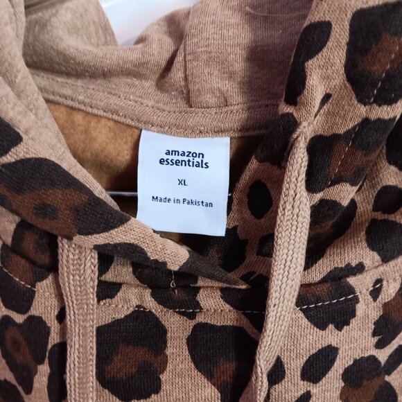WOMEN'S X LARGE LEOPARD PRINT BROWN AND TAN HOODIE NWT - Picture 3 of 7